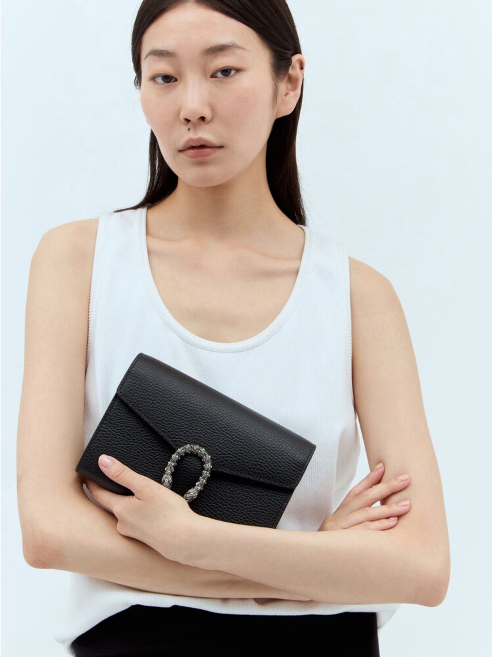 Gucci Dionysus Black Textured Leather Clutch with Decorative Buckle FIRM PRICE - Picture 3 of 15